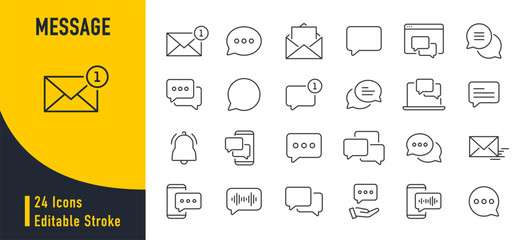 Message web icons in line style. Chatting, message, mail, communication, letter. Vector illustration.