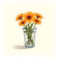 Sunny Summer Vibes: Orange Daisies in Glass Vase