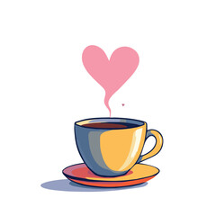cup of coffee with heart vector illustration