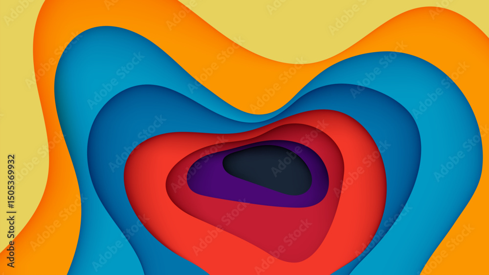 Poster abstract papercut background colorful wavy shape cutout design vector