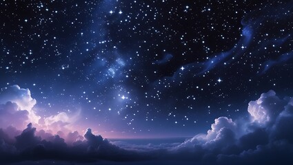 Fototapeta premium Mesmerizing Night Sky Starry Cloudscape Above a Sea of Clouds
