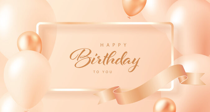 A birthday banner featuring a frame and balloons.