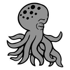 Octopus sleeping sad eyes closed tired cute sleep Isolated Vector Graphic Design Illustration
