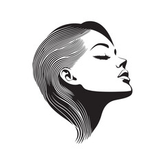 Vector illustration of a woman with beautiful flowing hair, highlighting feminine elegance and beauty. isolated on white background.
