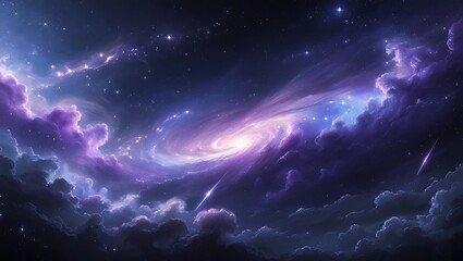 Obraz premium Cosmic Nebula Swirling Galaxy of Purple and Blue Hues