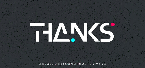 Plakat Thanks for subscribers, futuristic digital text in techno AI style. Scifi inspired typography with abstract geometric forms for logo, headline, EDM design. Vector illustration.