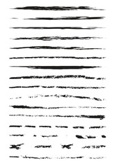 Collection of different Hand drawn black color dry brush strokes isolated on white background. Collection of hand drawn templates. Can be used and edit easily. Perfect for digital art, banners. EPS 10
