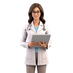 Woman doctor holding a tablet computer