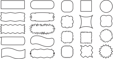 Obraz premium Black and White Abstract Outline Shapes - Vector Design Elements