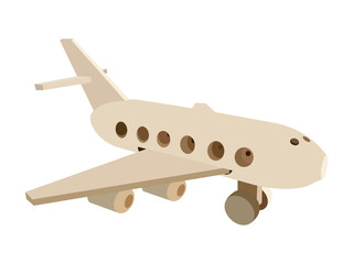 Vector illustration of a wooden airplane toy with simple shapes and colors