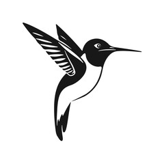 Hummingbird vector art, flying bird silhouette, tropical bird design, wild nature icon, exotic animal illustration