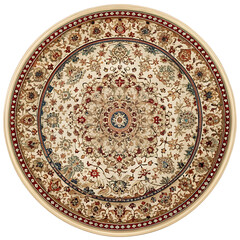 Round Area Rug, Beige, Floral, Oriental