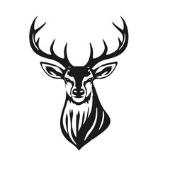Deer head silhouette, deer face vector illustration, wild animal design, deer logo