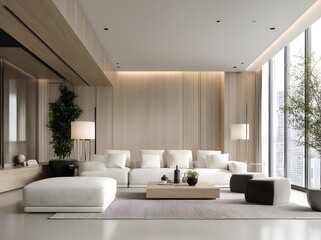 Modern minimalist living room interior design.