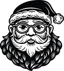 Obraz premium Santa Face With Glasses and Mustache