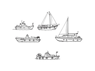 Detailed lifeboat line art ideal for stock graphics