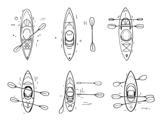 Elegant kayak line art drawing for travel and exploration