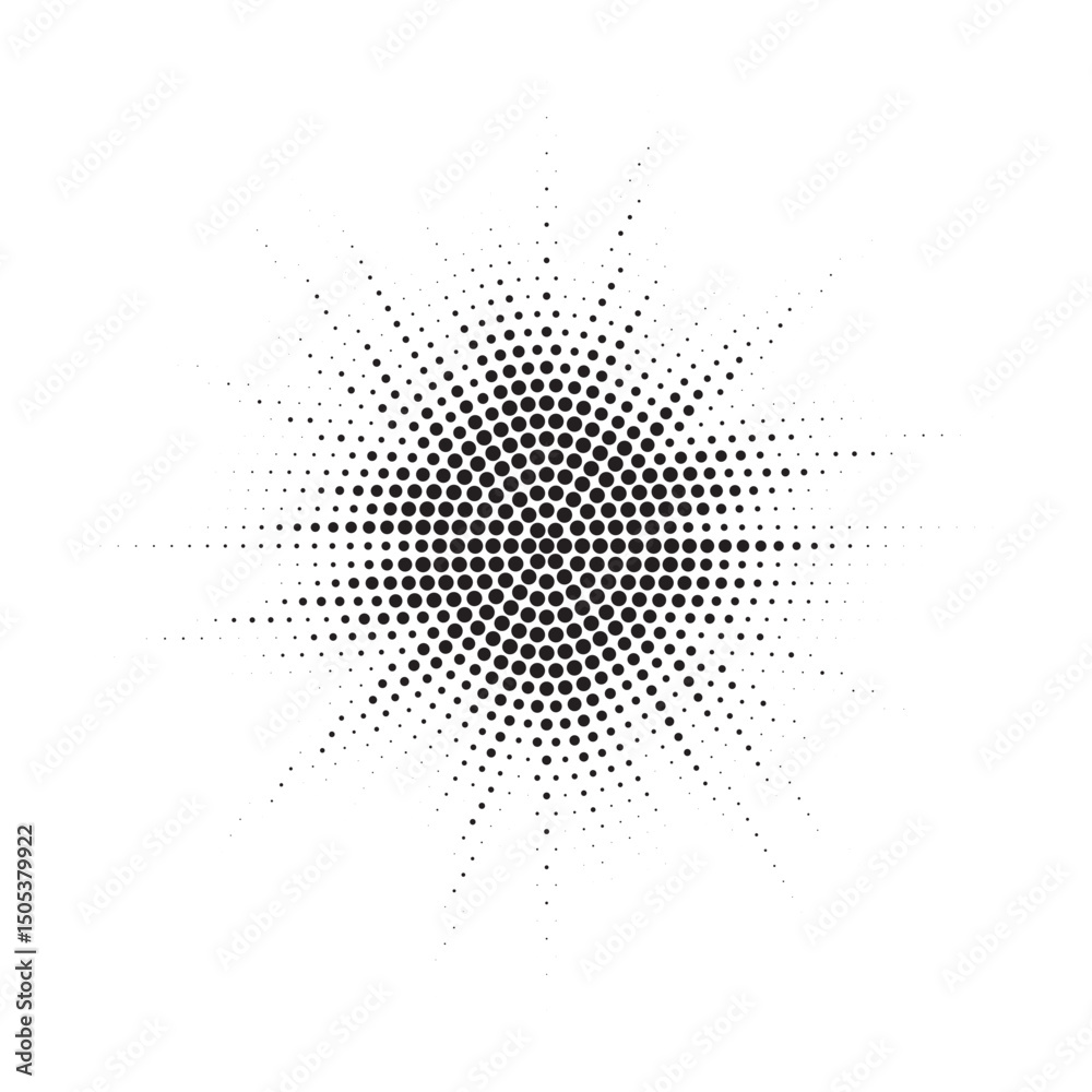Aufkleber burst halftone light effect. glowing light burst. abstract grunge halftone dots background. vector i