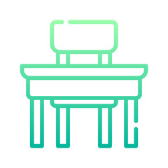 college icon special line with gradient color green_chair and desk 