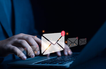 New email notification concept, business online communication, email communication, digital...