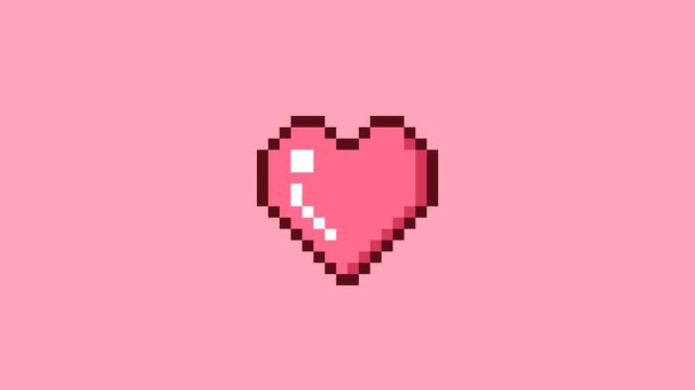 ドット絵のハートが飛び出すトランジション,背景透過,ピンク