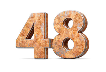 Number Forty Eight 48 Digit Made Of Old Rusty Iron Metal Texture White Background 3d Illustration