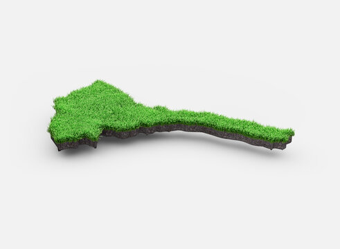 Eritrea Map Soil Land Geology Cross Section Green Grass And Rock Ground Texture 3d Illustration