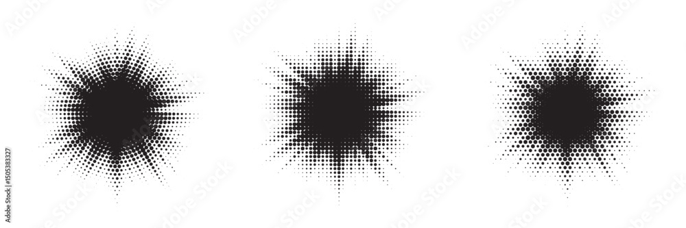 Poster burst halftone light effect. glowing light burst. abstract grunge halftone dots background. vector i