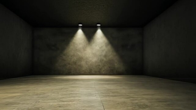 Dark Room with Spotlights: Moody Concrete Background