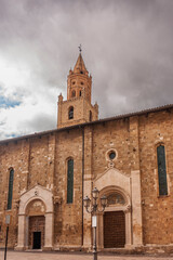 the cathedral basilica of Atri in Abruzzo Italy seen from the side with the bell tower