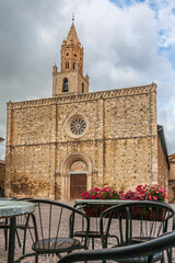 the unique brick facade of the cathedral basilica of Atri in Abruzzo Italy