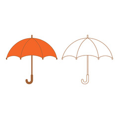 Vector art of Two umbrellas one orange and one black and white isolated on white background