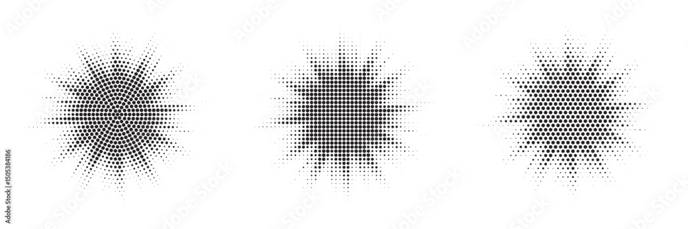 Aufkleber burst halftone light effect. glowing light burst. abstract grunge halftone dots background. vector i