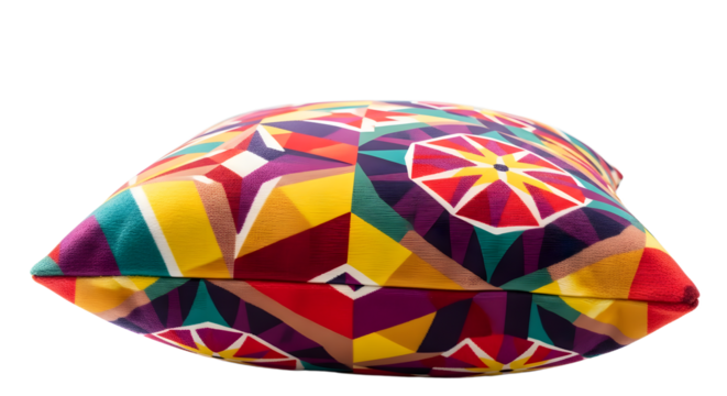 Colorful Geometric Patterned Pillow on Black