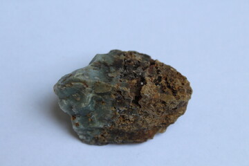 Green chalcedony isolated on a white background 
