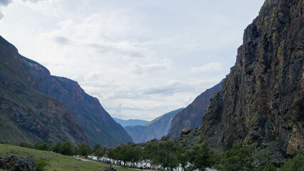 Scenic rocky mountain gorge in the Altai mountains