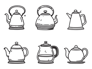 Kitchen kettle line art vector with clean smooth continuous strokes