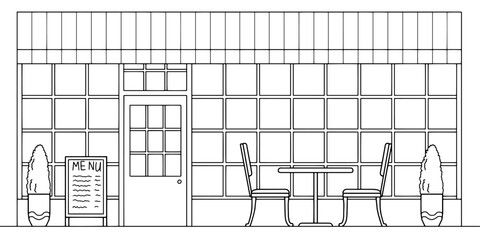 Street cafe graphic black white sketch illustration vector 