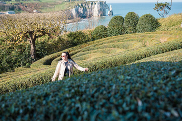 Woman in Jardins d'Etretat