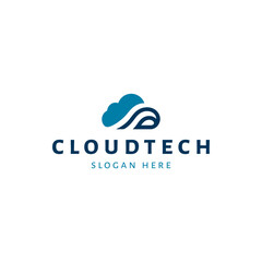 vector illustration of a cloud technology logo design