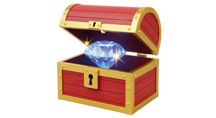 Isolated Treasure Chest with Diamond
