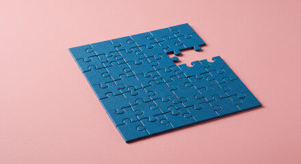 Unfinished jigsaw puzzle blue