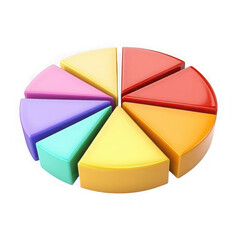 Obraz premium Colorful 3d pie chart graphic isolated on transparent background
