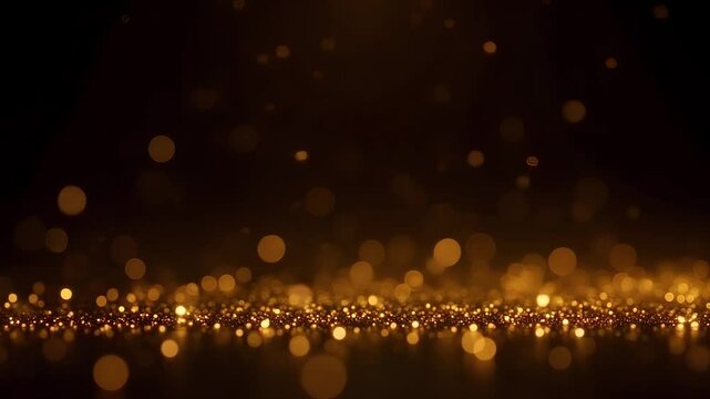 A golden bokeh effect with a central burst of light on a dark reflective surface bokeh effect