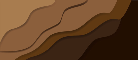 Layered Paper-Cut Background with Flowing Wavy Lines in Earthy Brown Tones, Creating Depth, Texture, and Elegant Minimalism for Design, Branding, Websites, and Artistic Visuals