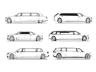 Obraz premium Luxury limousine line art vector for print design