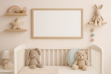 Horizontal frame above baby crib
