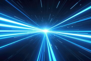 Blue Light Trails Abstract HyperSpace Tunnel Background