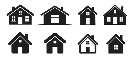 House icon set. Home icon flat style. Real estate house icon. vector illustration