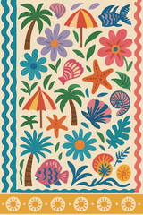 Seamless Otomi style pattern with colorful folk art animals (deer, birds) & floral motifs. Vibrant Mexican embroidery aesthetic. Ideal for festive decor, textiles & cultural designs